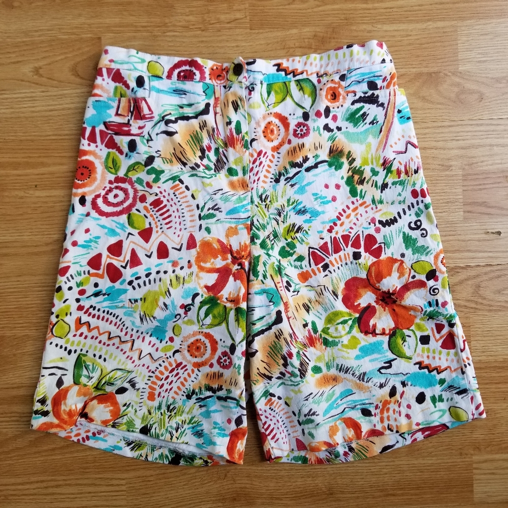SeaSuns high waisted tropical print bermuda shorts XL - Picture 1 of 12